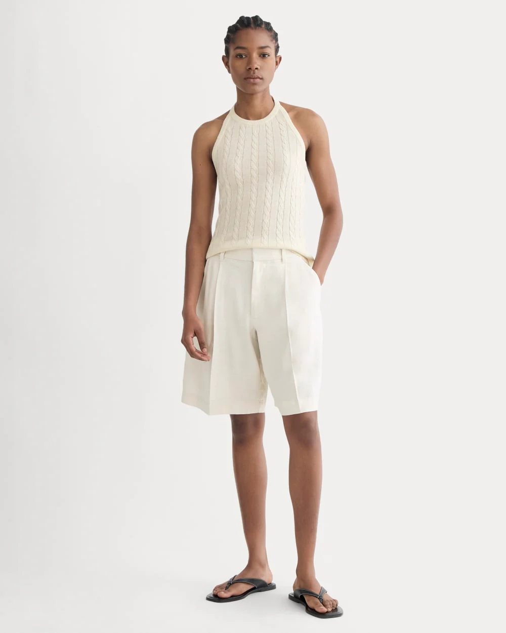 The Cable Halter in Cotton Cashmere | Birch