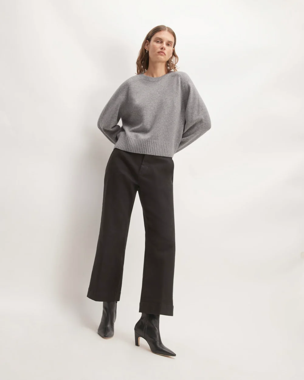 The Boxy Crew in Cashmere | Heathered Grey