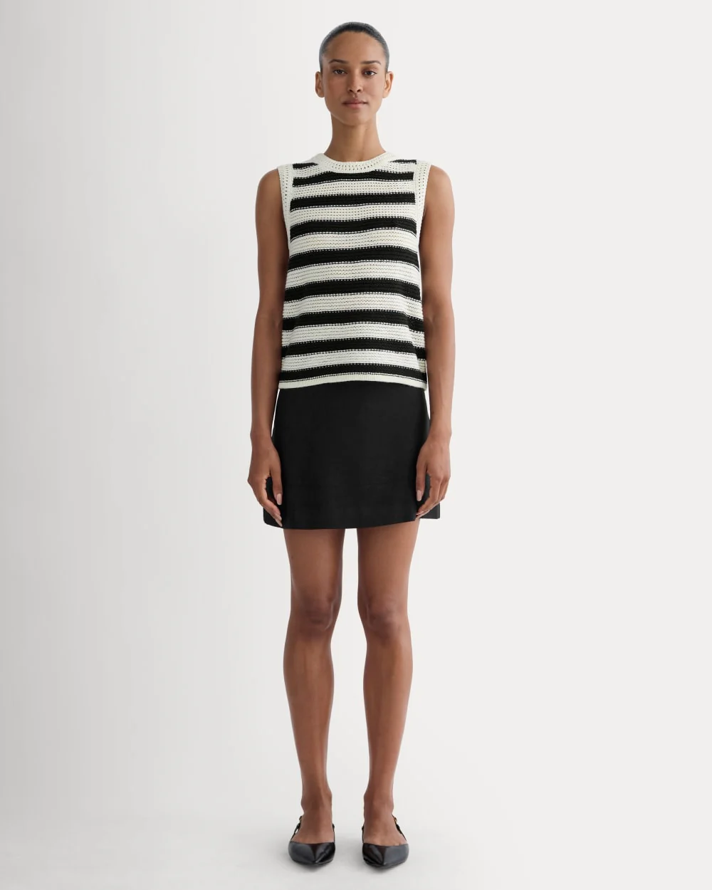 The Organic Cotton Open-Stitch Tank | Canvas / Black