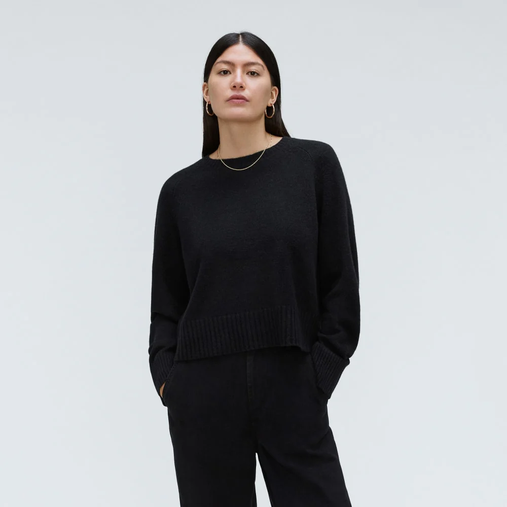 The Cashmere Boxy Crew | Black