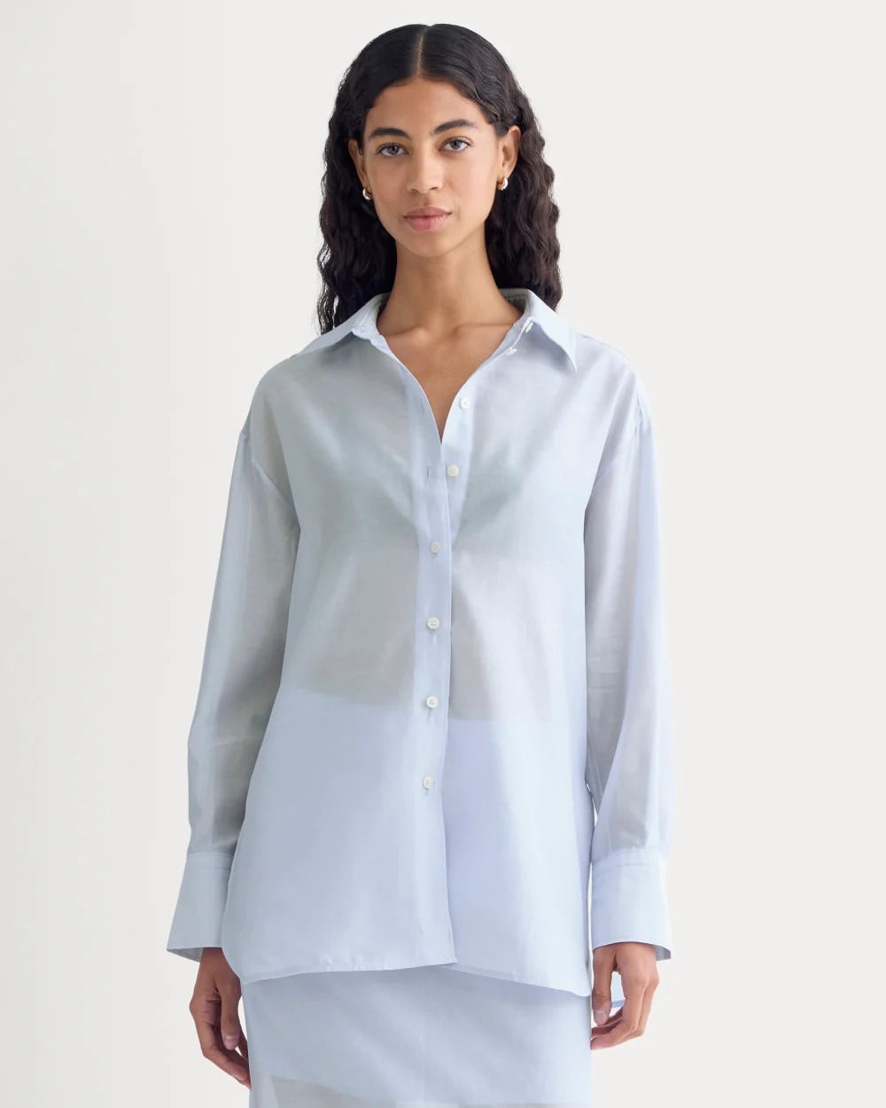 Oversized Shirt in Cotton-Silk Organza | Kentucky Blue