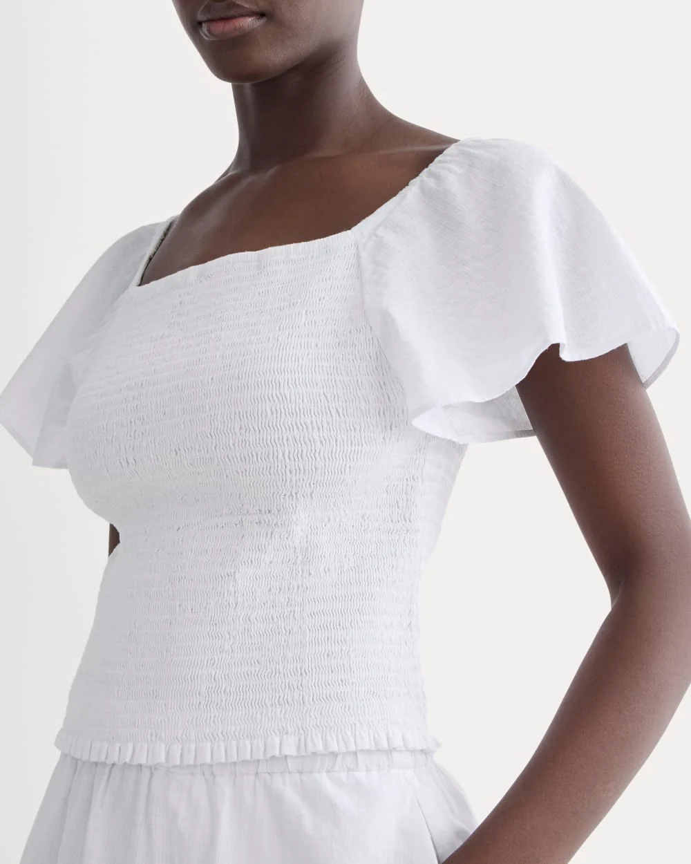 The Gauze Smocked Top | White