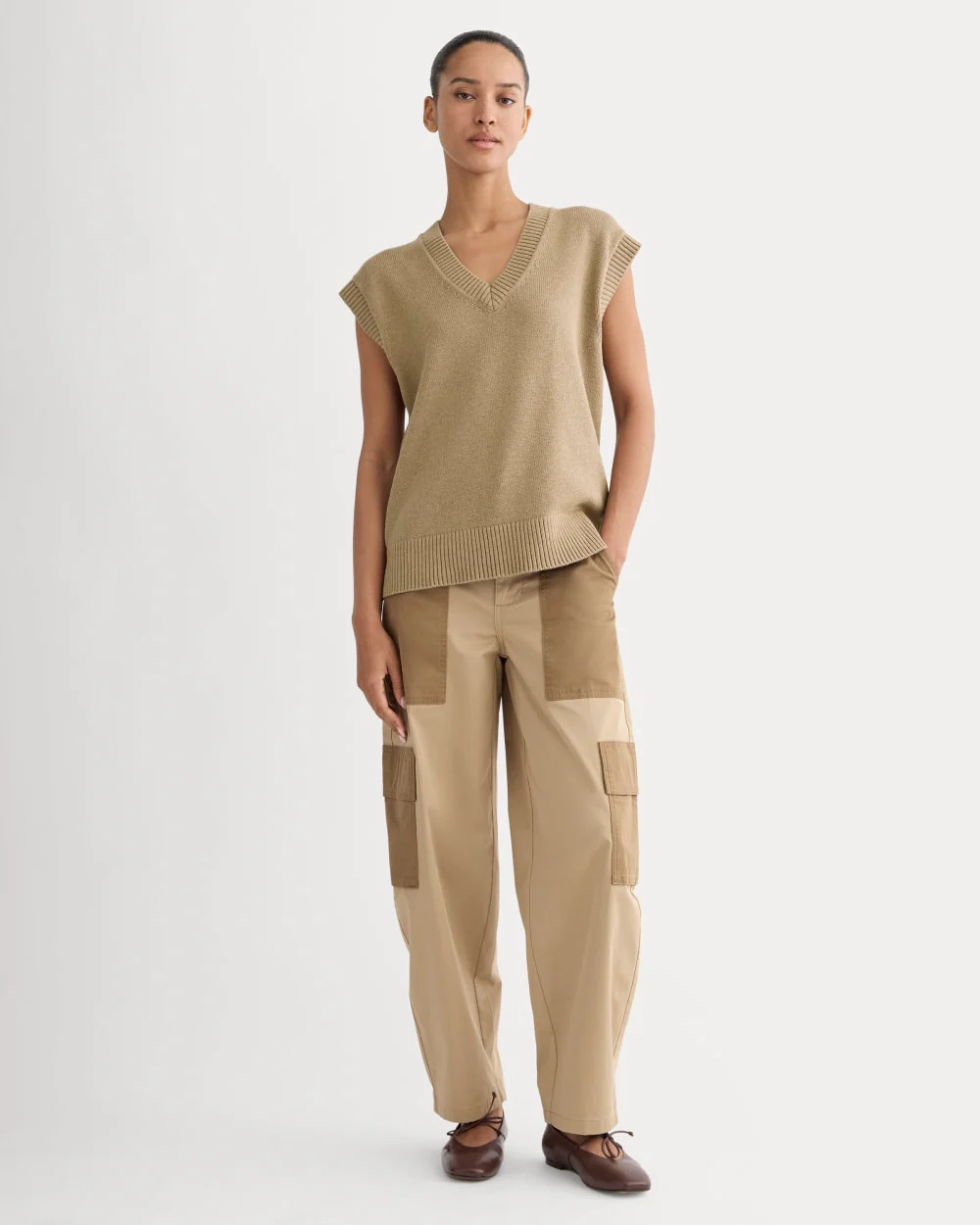 The Boxy Vest in Everyday Cotton | Dark Heathered Camel