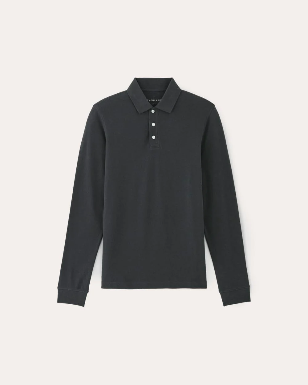 The Long-Sleeve Pique Polo | Heathered Graphite