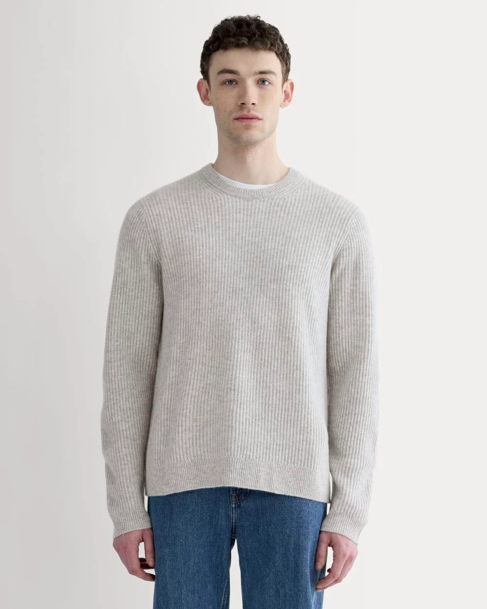 The Fisherman Crew in Wool Cashmere | Light Heather Grey
