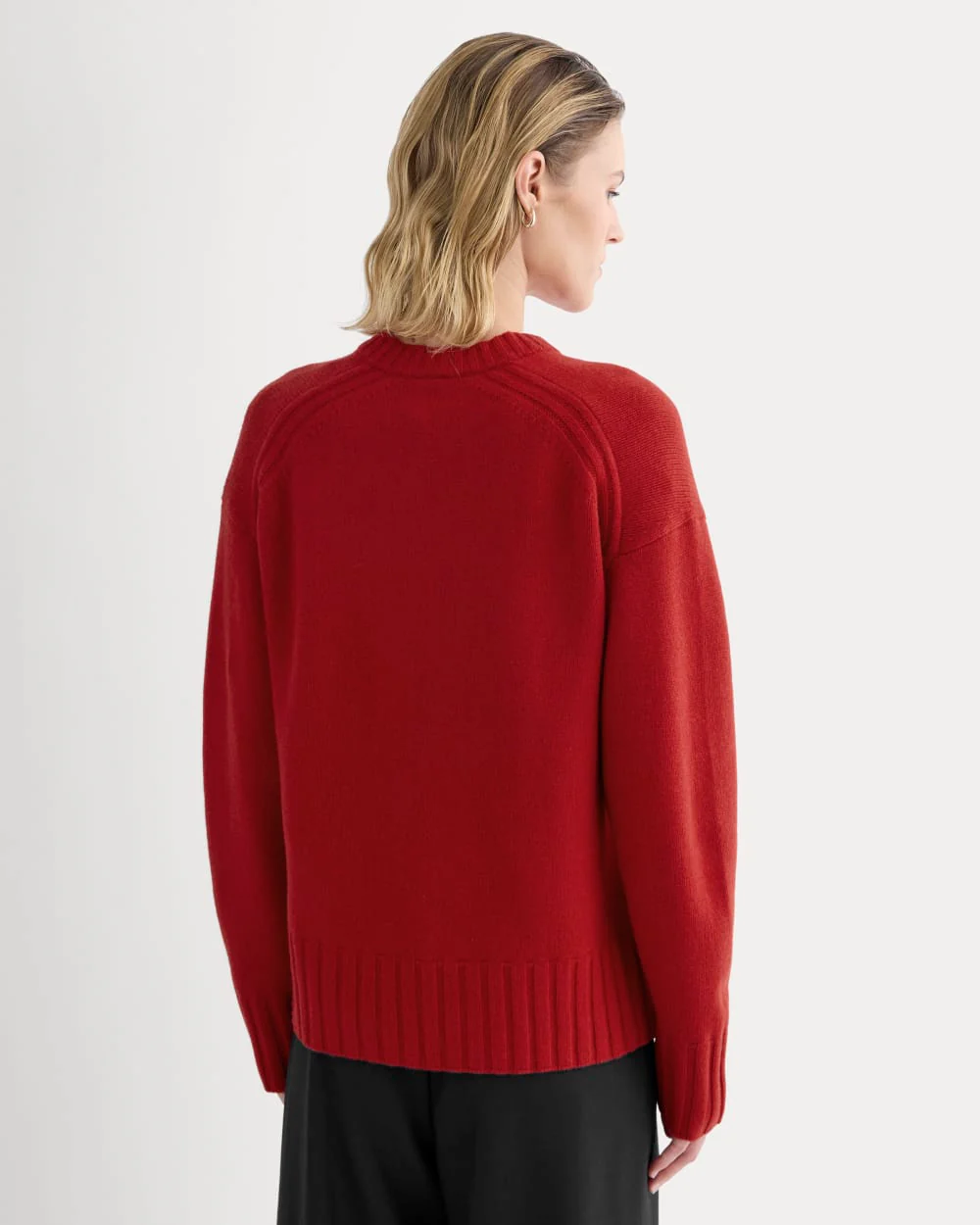 V-Neck Sweater in Extrafine Luxe Merino | Berry Red
