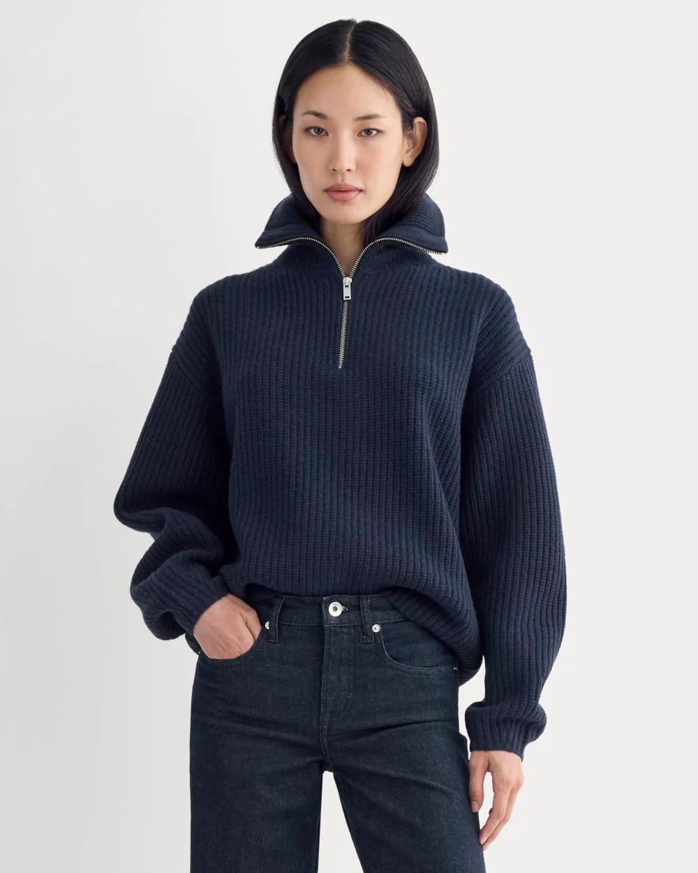 The Half-Zip Sweater in Luxe Merino | Navy