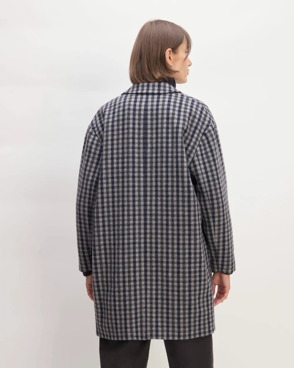 The Italian ReWool® Cocoon Coat | Grey / Charcoal / Navy Check