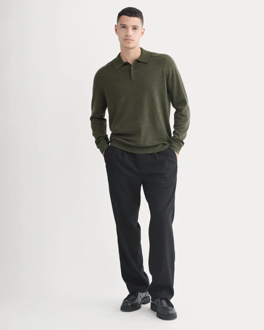 Ultrasoft Polo Sweater | Heather Beech