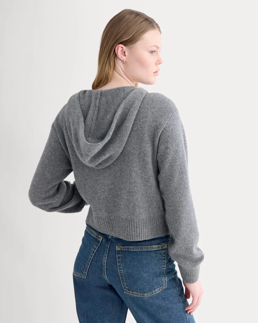 Full-Zip Hoodie in Wool Cashmere | Heather Charcoal