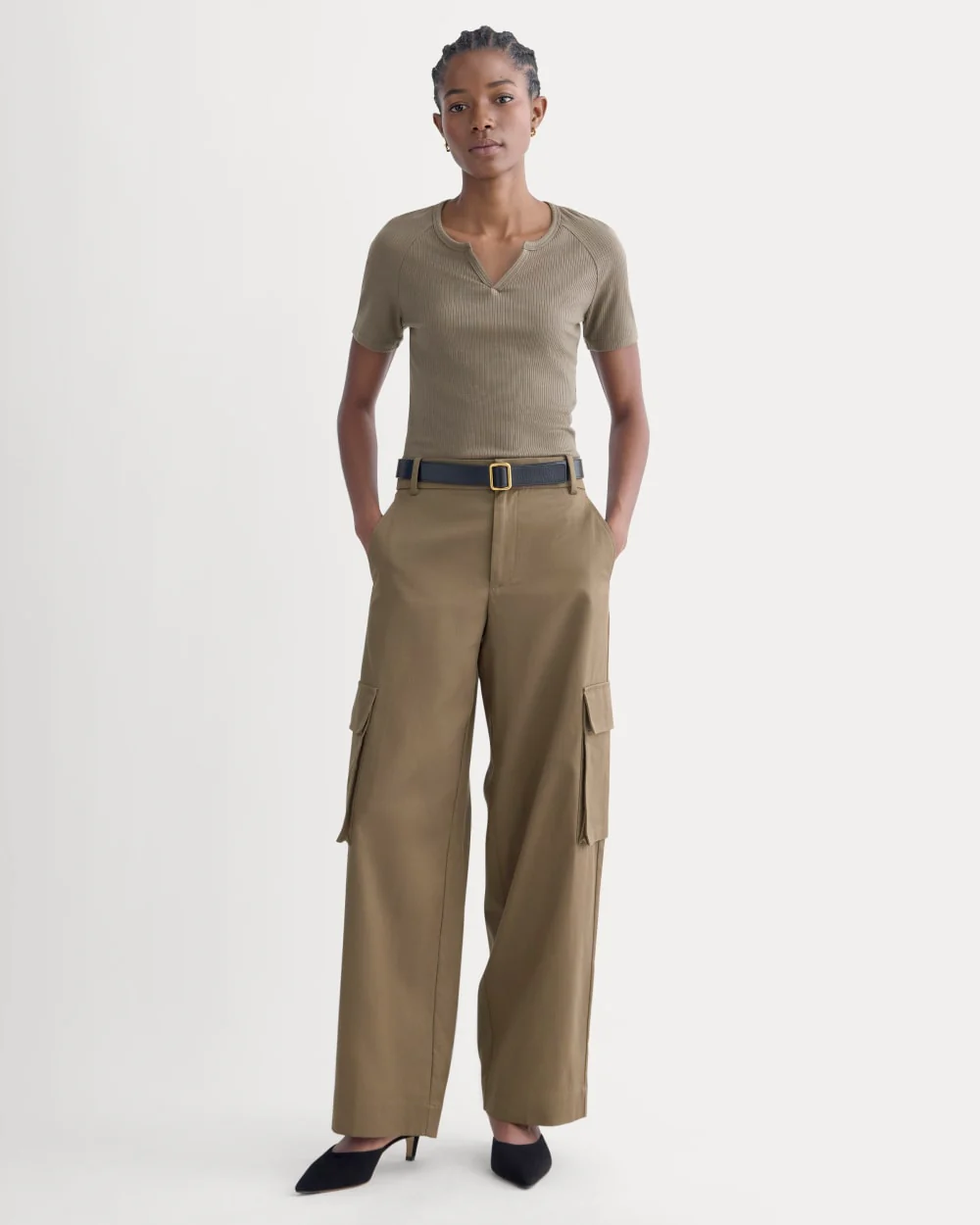 The Shimmy V-Neck Top | Taupe