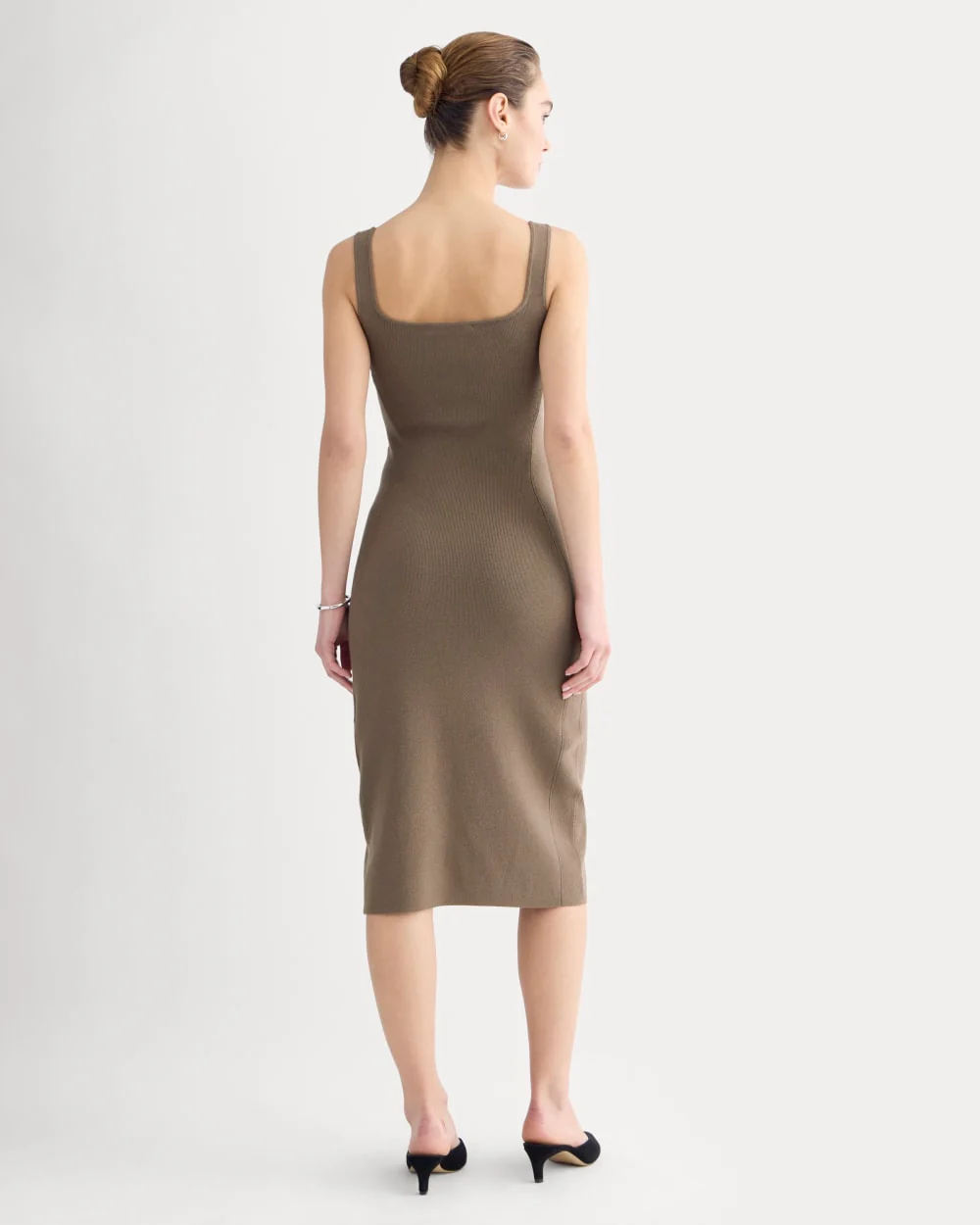 Knit Square-Neck Midi Dress | Deep Taupe