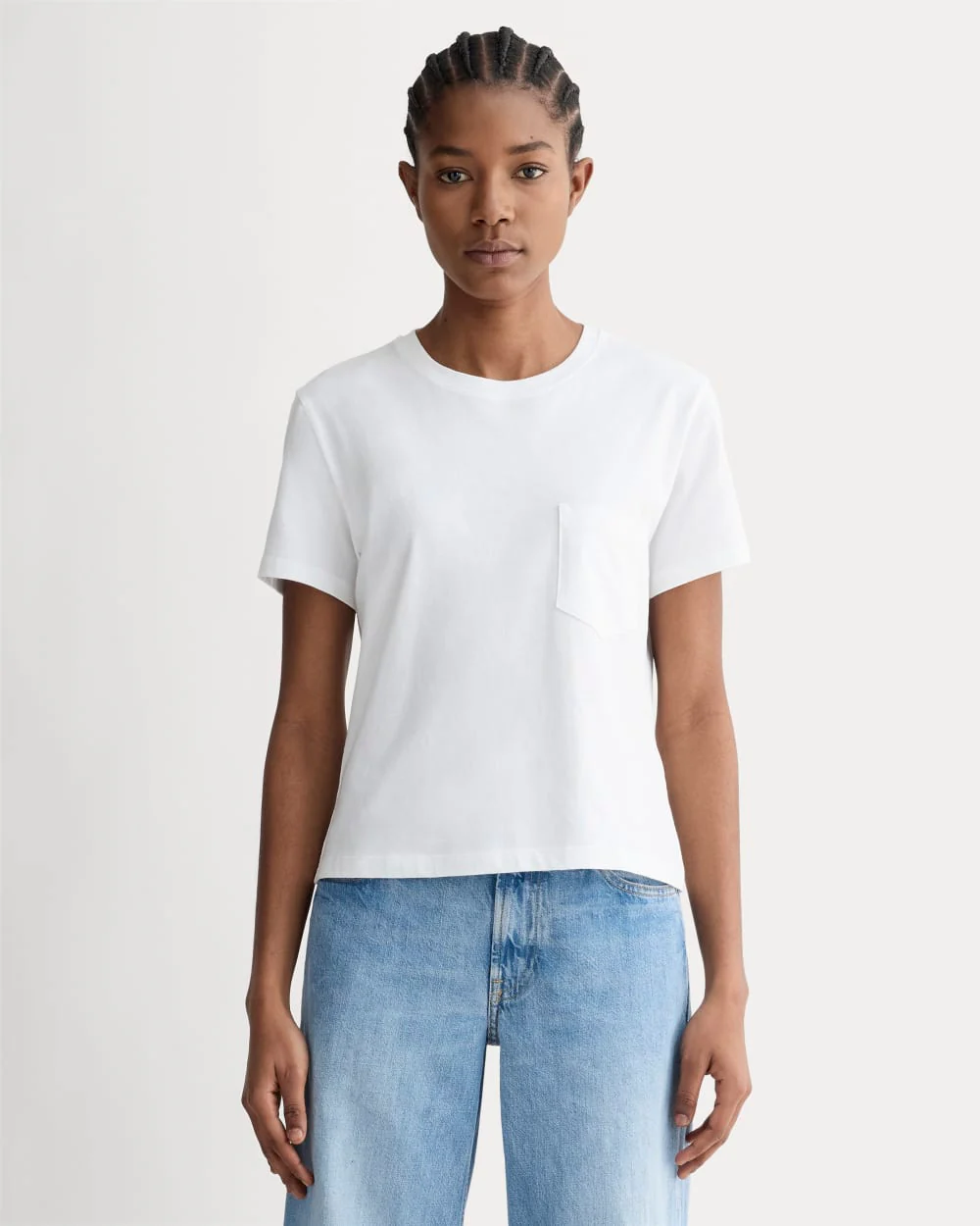 The Box-Cut Tee in Essential Cotton | White | Pocket