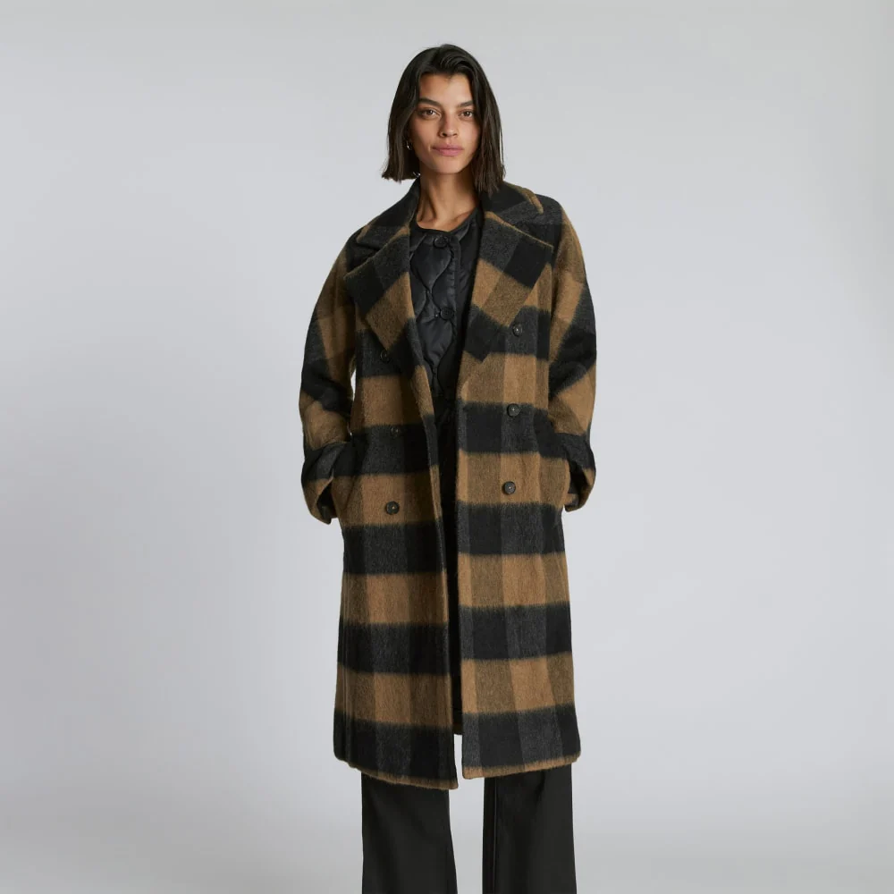 The Brushed Italian ReWool® Peacoat | Camel Buffalo Check