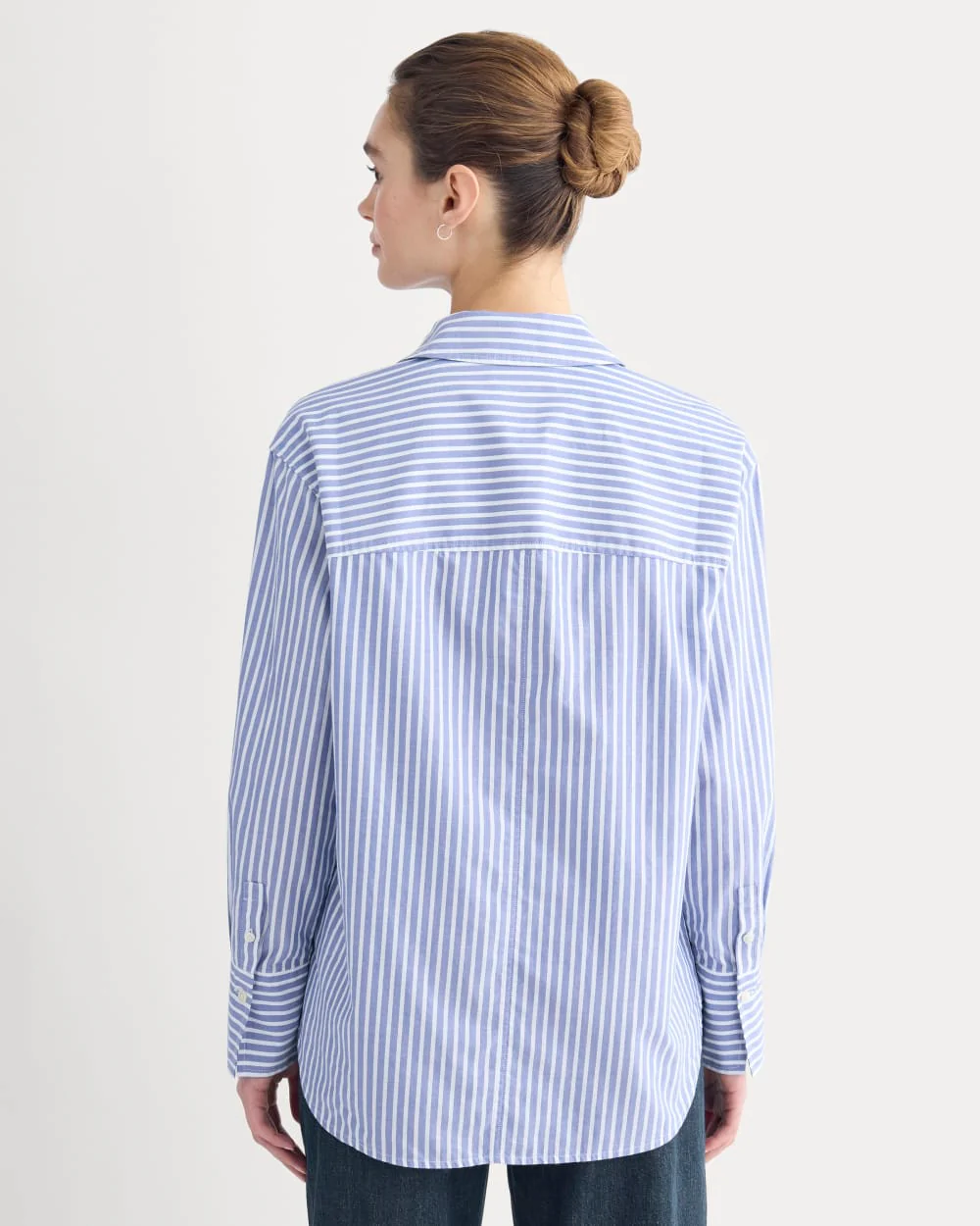 Everyday Shirt in Silky Cotton | Bone / Mazarine Blue