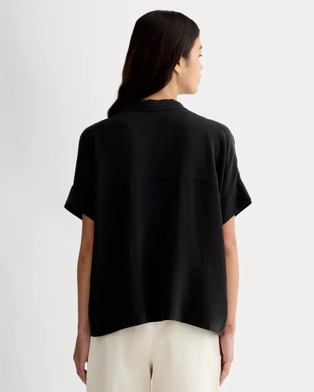 The Boxy Shirt in Washable Silk | Black