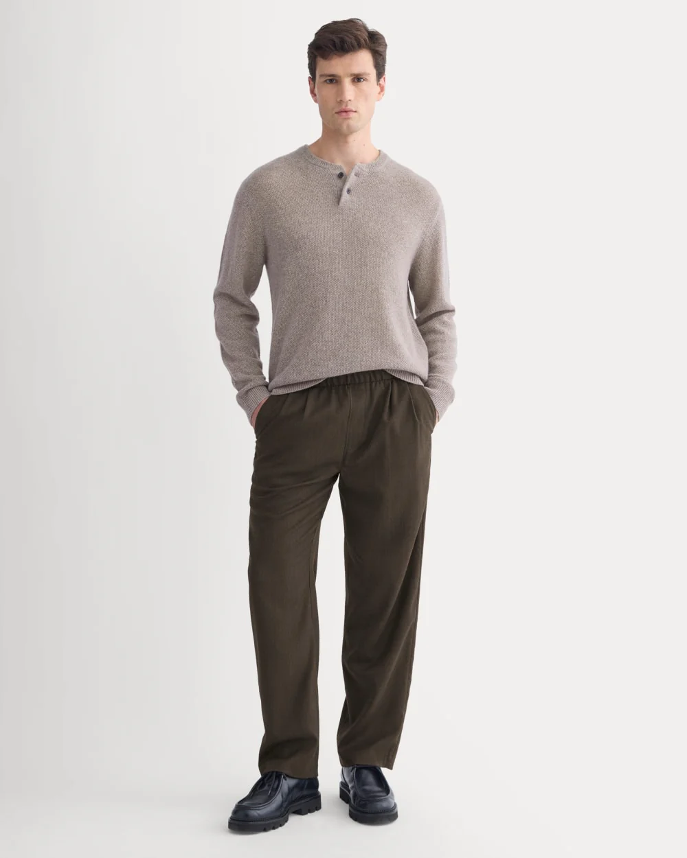 Henley in Wool Cashmere | Light Heathered Taupe