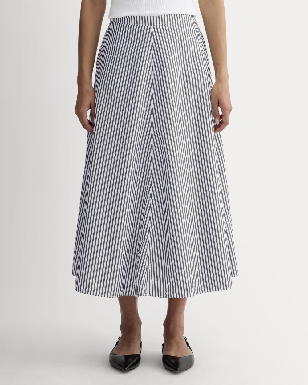 The Midi Skirt in Ultrasoft Cotton | Optic White / Black