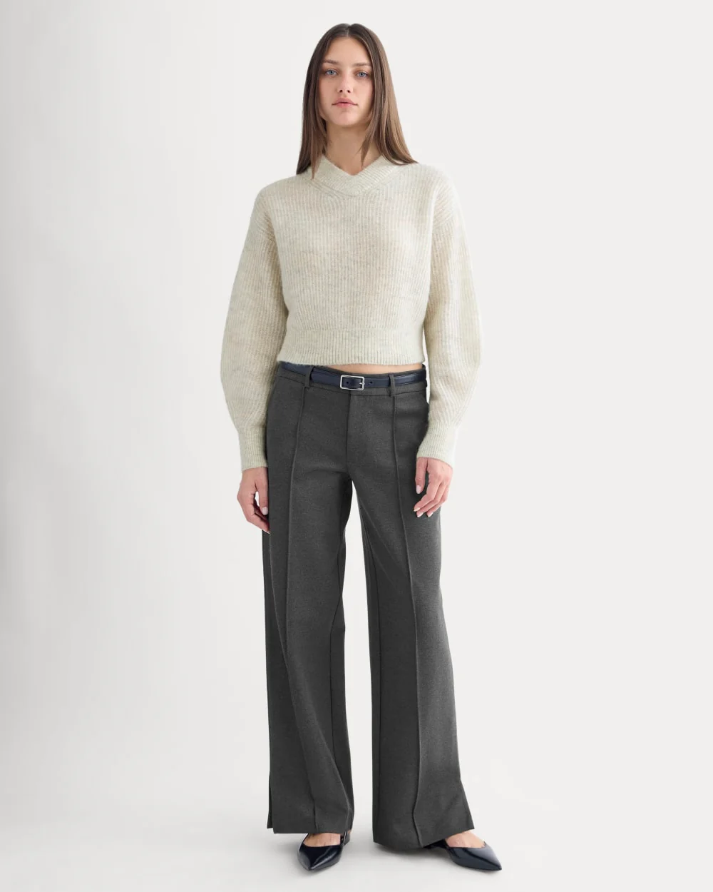 Dream Wide-Leg Trouser | Heathered Soot