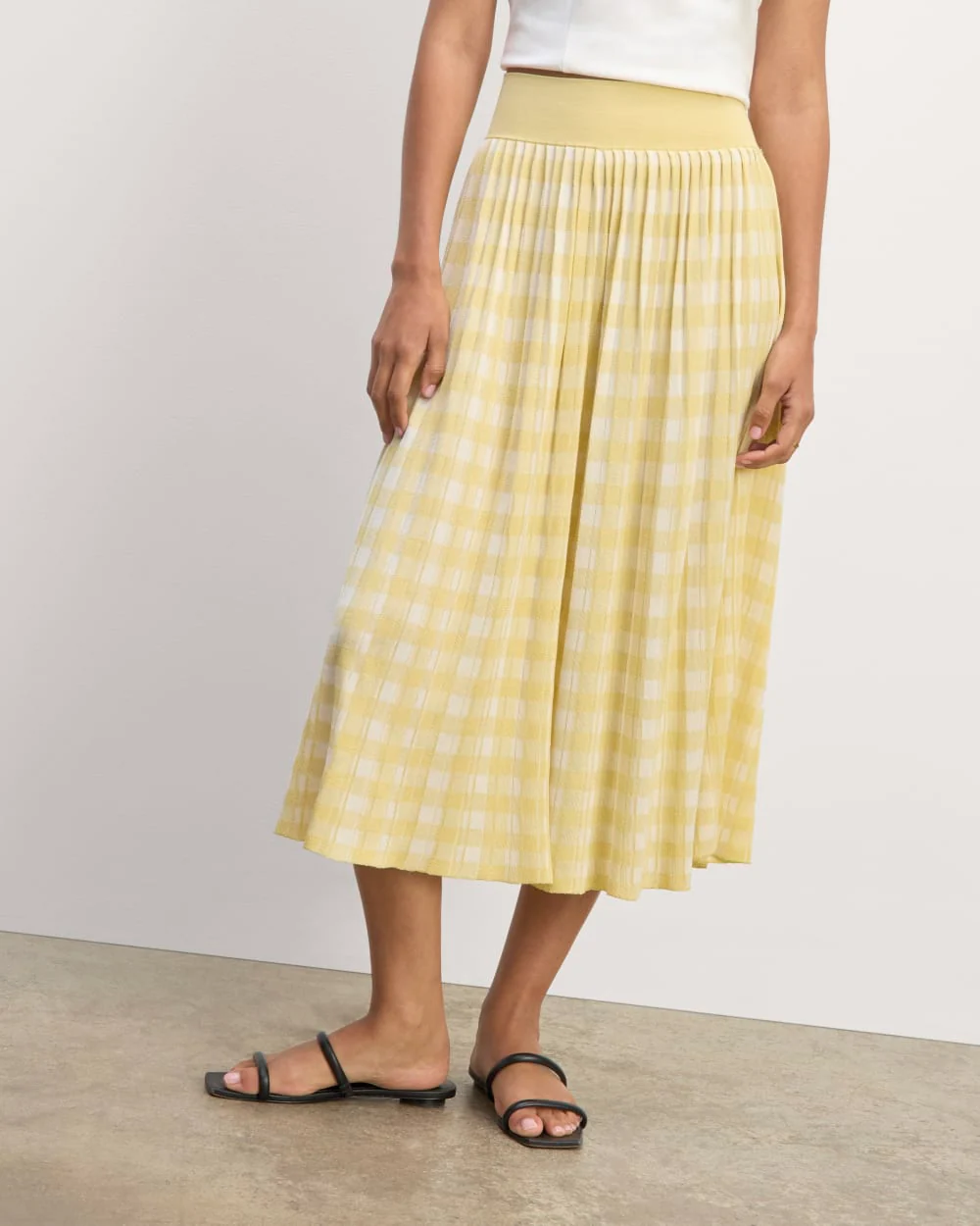 The Pleated Skirt | Bone / Parsnip Gingham