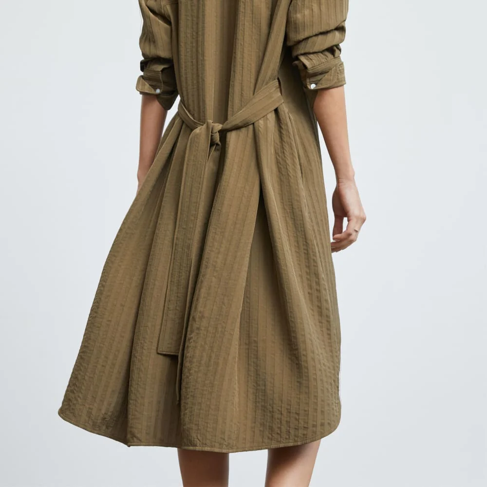 The City Stripe Draped Shirt Dress | Beech