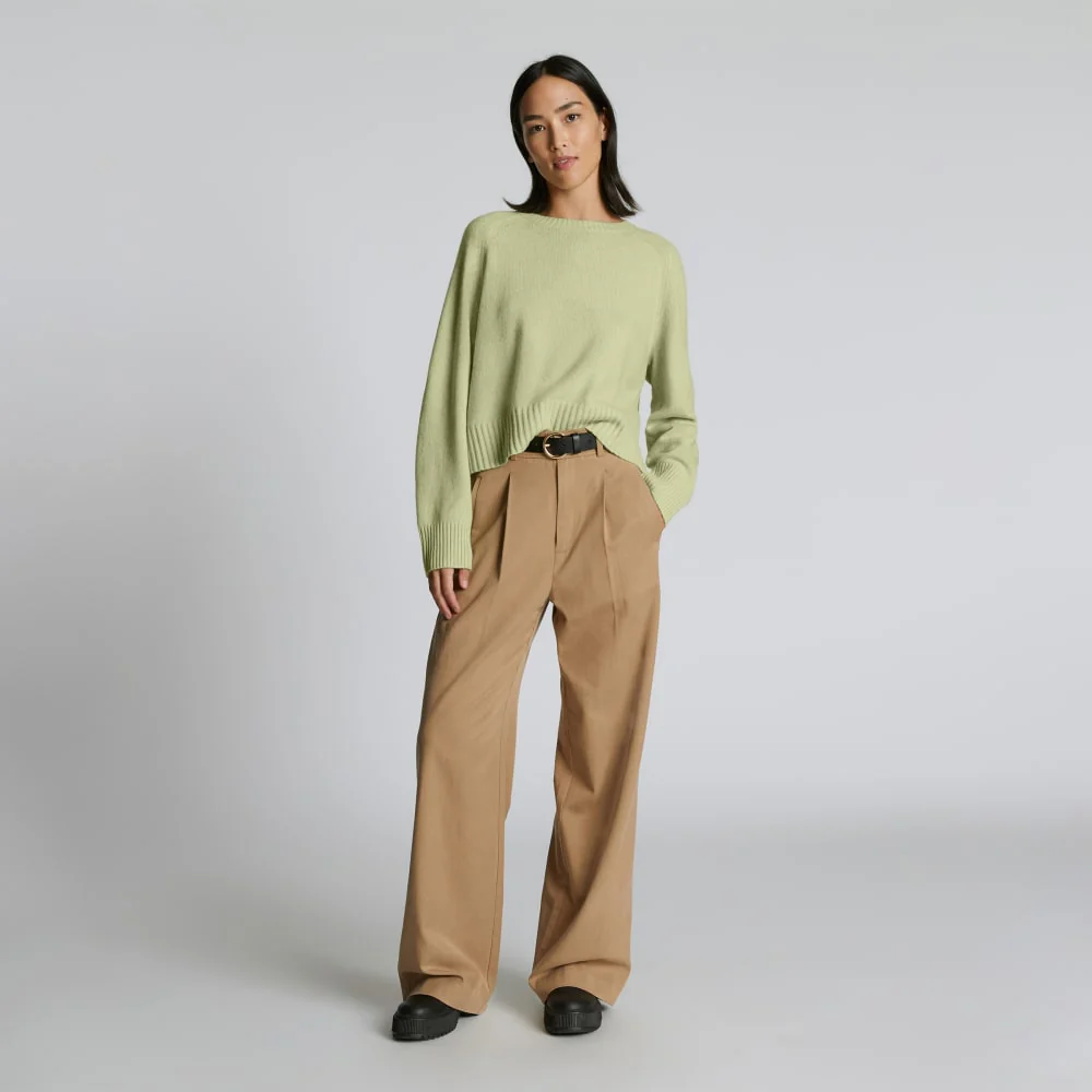 The Cashmere Boxy Crew | Seafoam Green