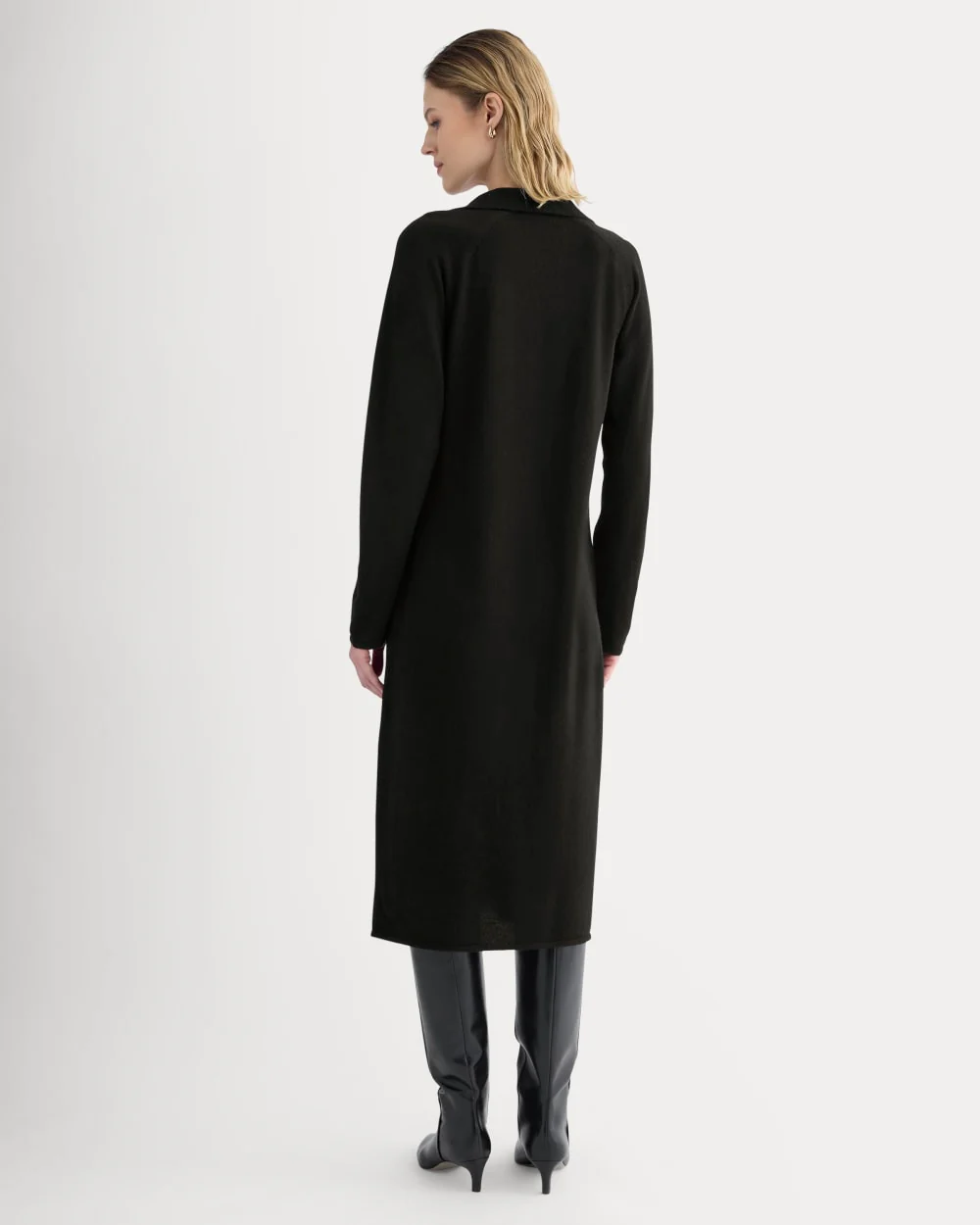 Cashmere Polo Midi Dress | Black