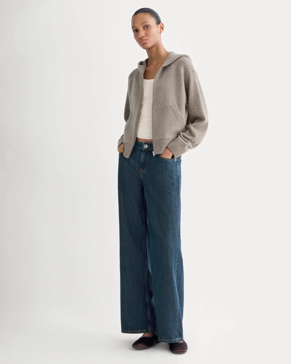 Full-Zip Hoodie in Wool Cashmere | Oatmeal