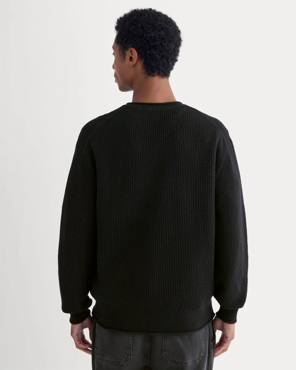 Waffle Rollneck Crew in Everyday Cotton | Black