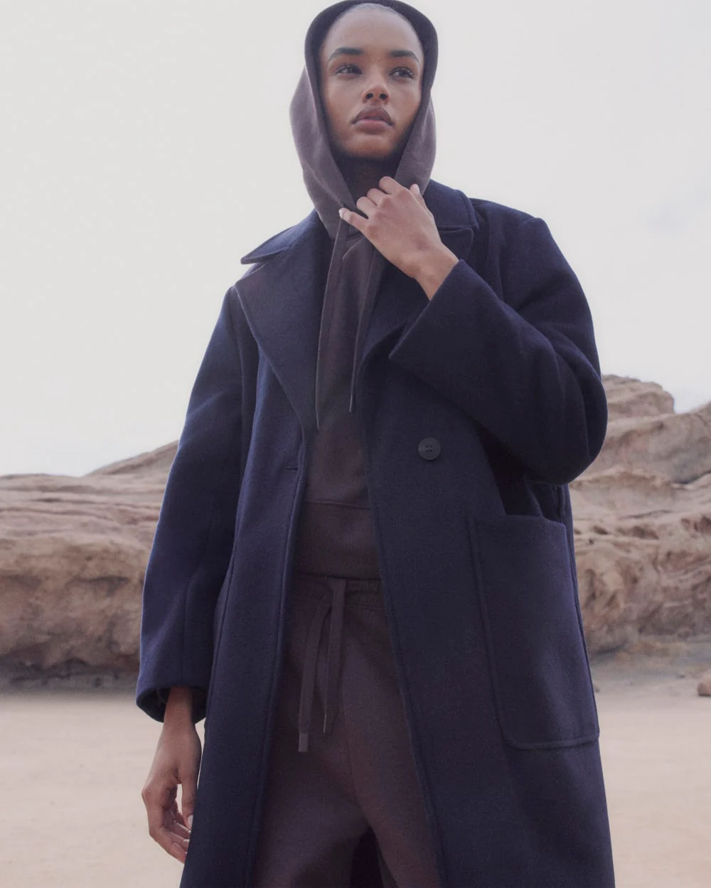 ReWool Belted Blanket Coat | Deep Navy