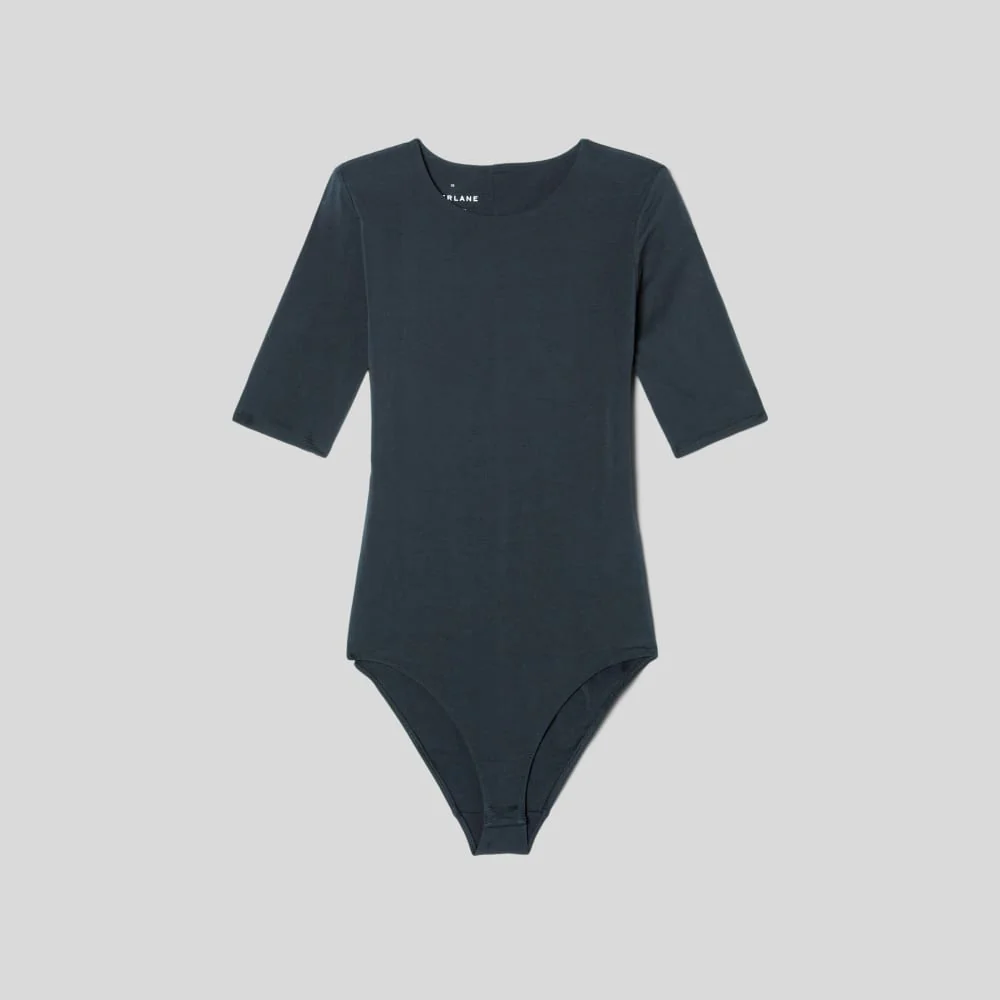 The Short-Sleeve Crew Neck Bodysuit | Black | Bikini
