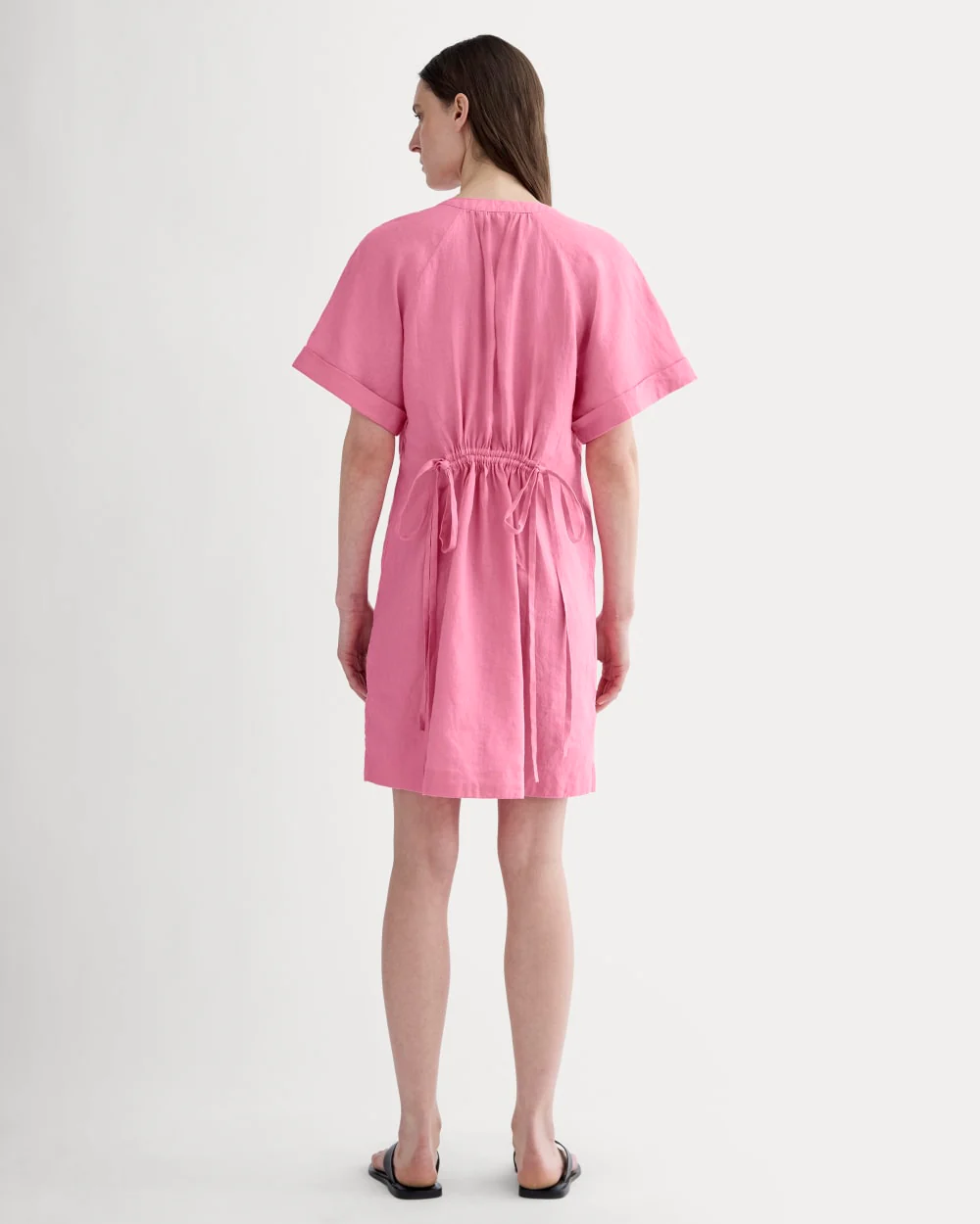 The Popover Dress in Linen | Deep Pink