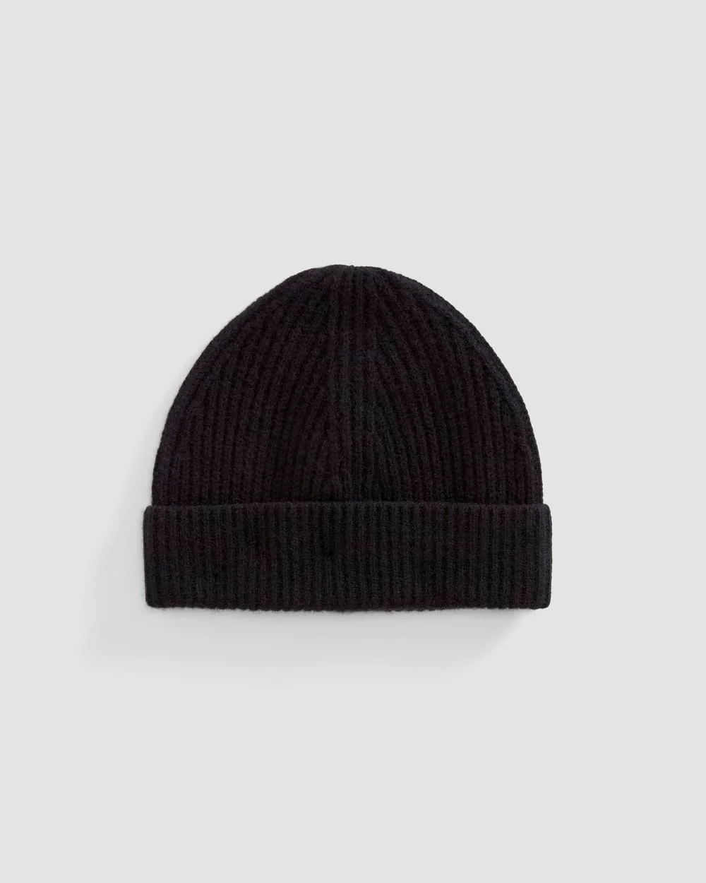 The Cashmere Fine Rib Beanie |  Black