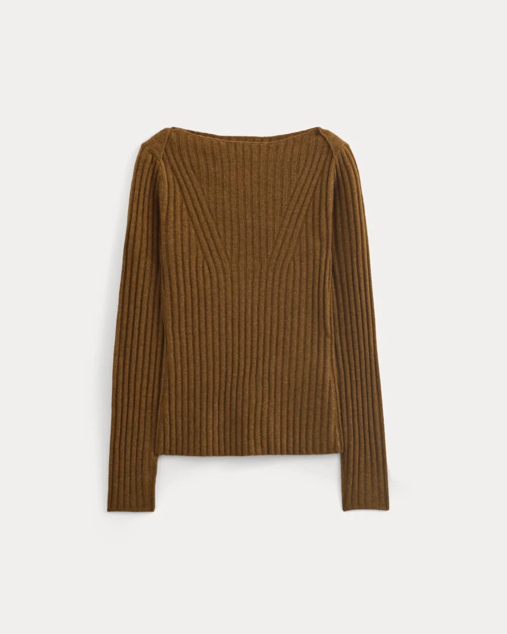 Cashmere Ribbed Boat-Neck Sweater | Heathered Toffee