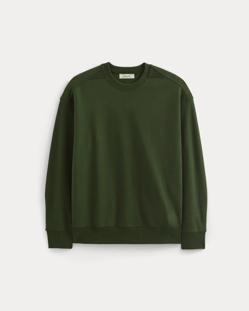 Twill Terry Jacquard Crew Sweatshirt | Dark Forest