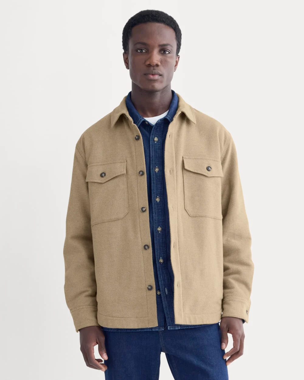 Heavyweight Waffle Twill Overshirt | Dark Heathered Camel