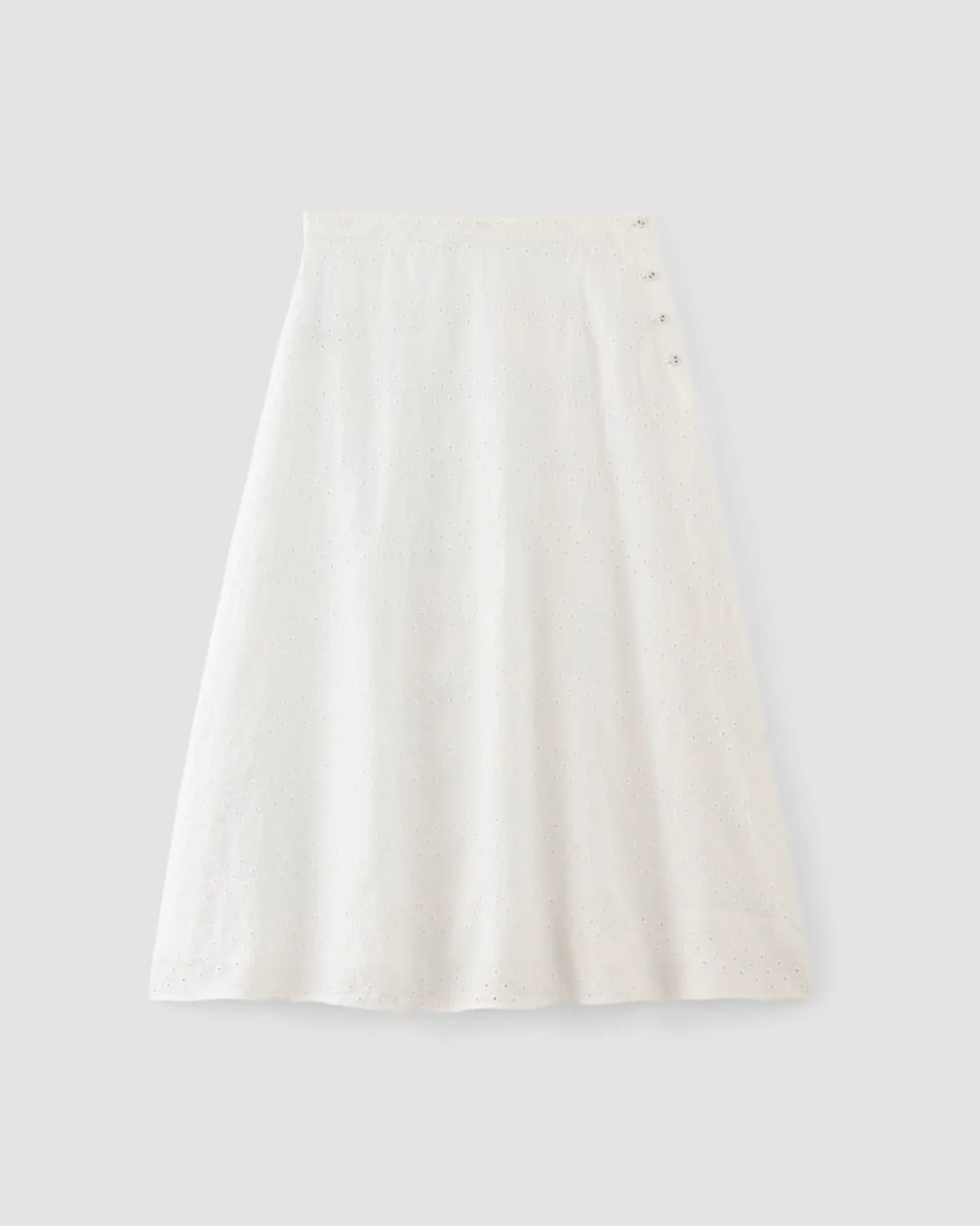 The Linen Eyelet Midi Skirt | White Eyelet