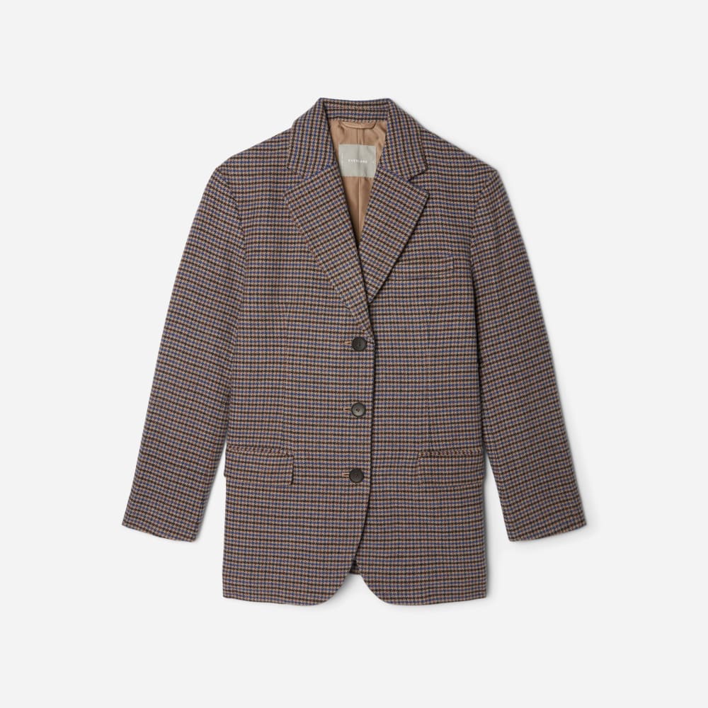 The ReWool® ’80s Blazer | Blue / Brown Houndstooth