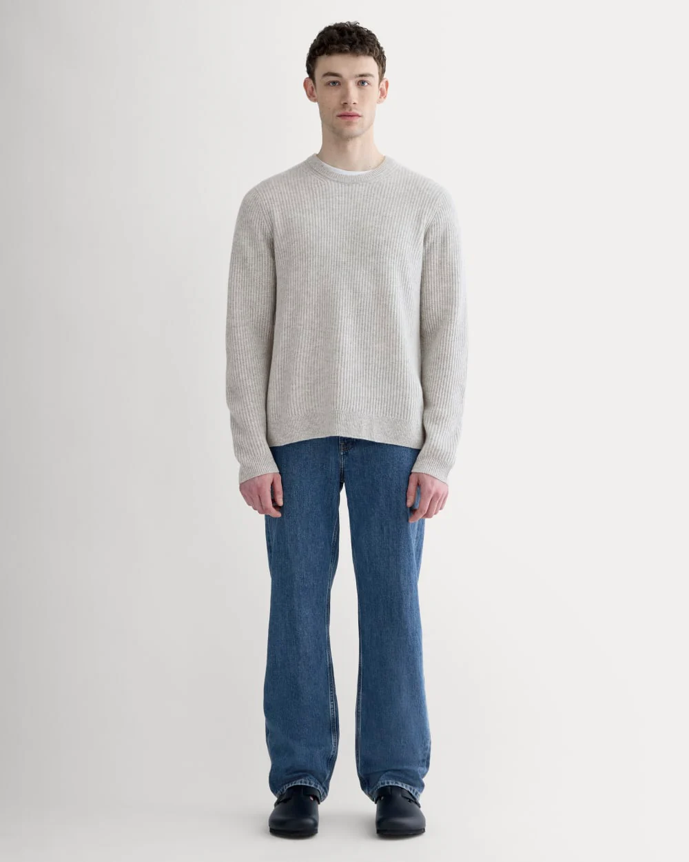 The Fisherman Crew in Wool Cashmere | Light Heather Grey