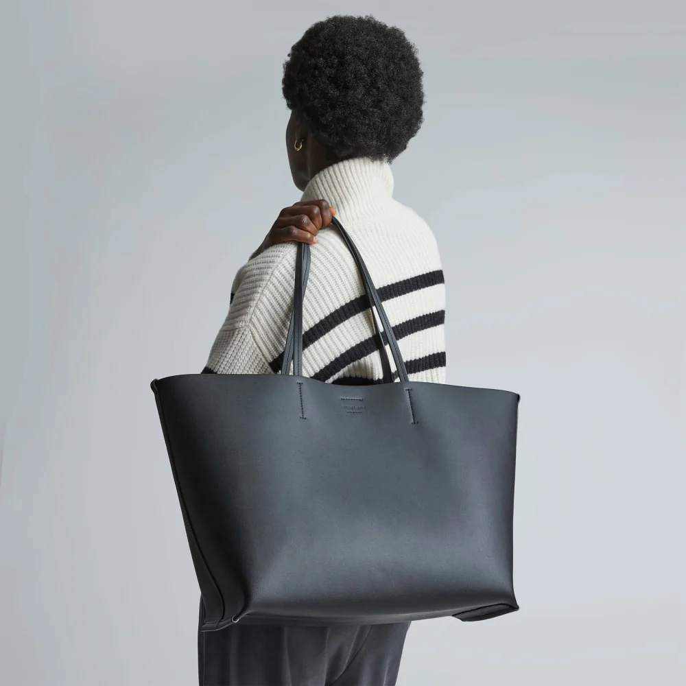 The Luxe Italian Leather Tote | Black