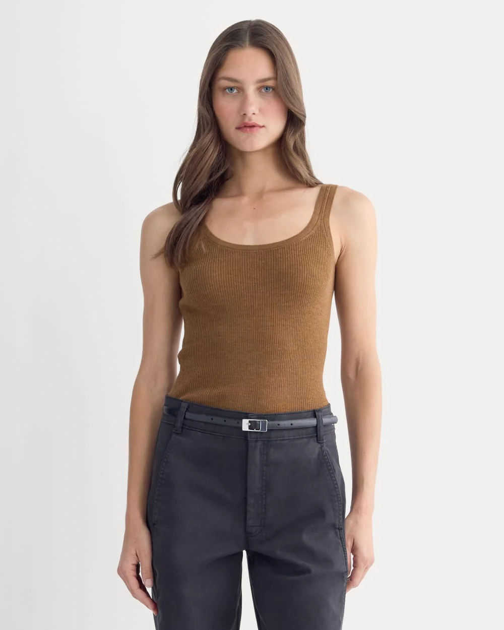 The Light Ribbed Cami in Ultrasoft Merino | Heathered Toffee