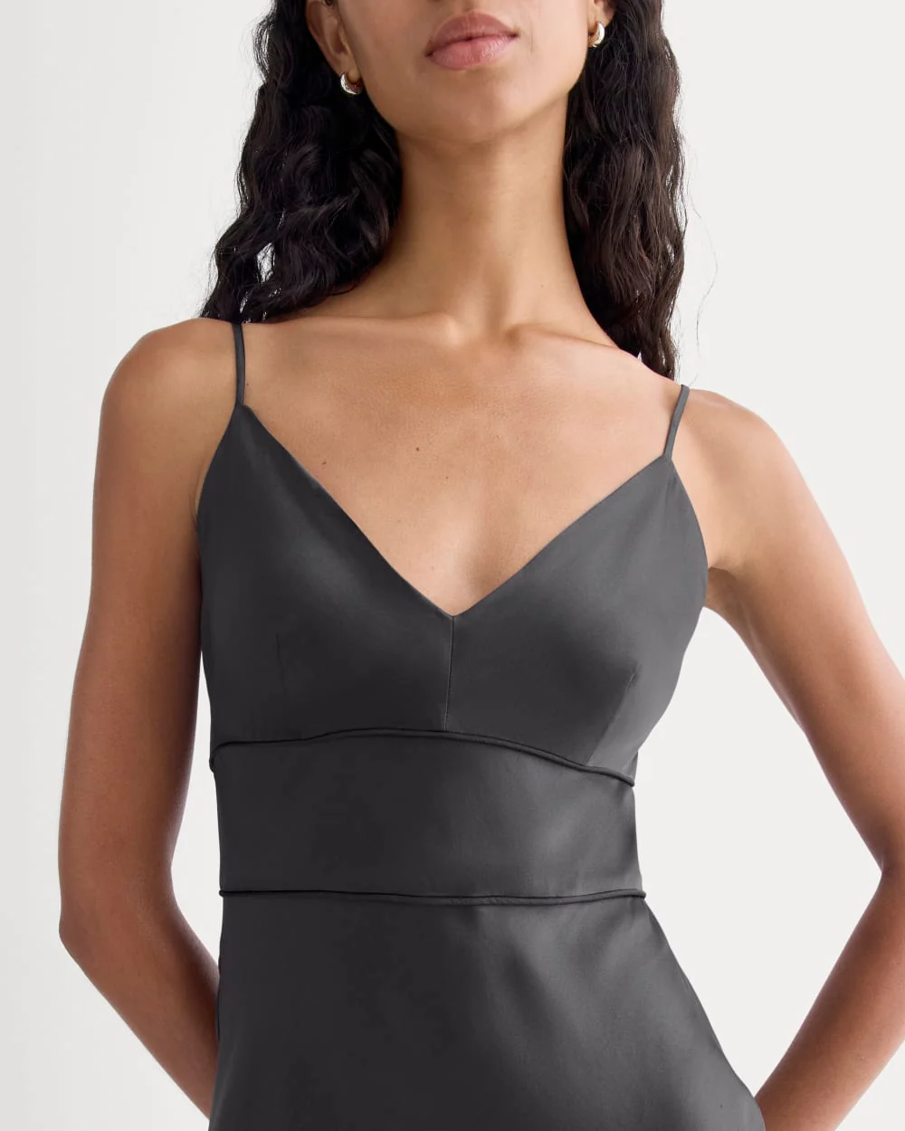 Bias Cut Slip Dress in Silk Charmeuse | Graphite