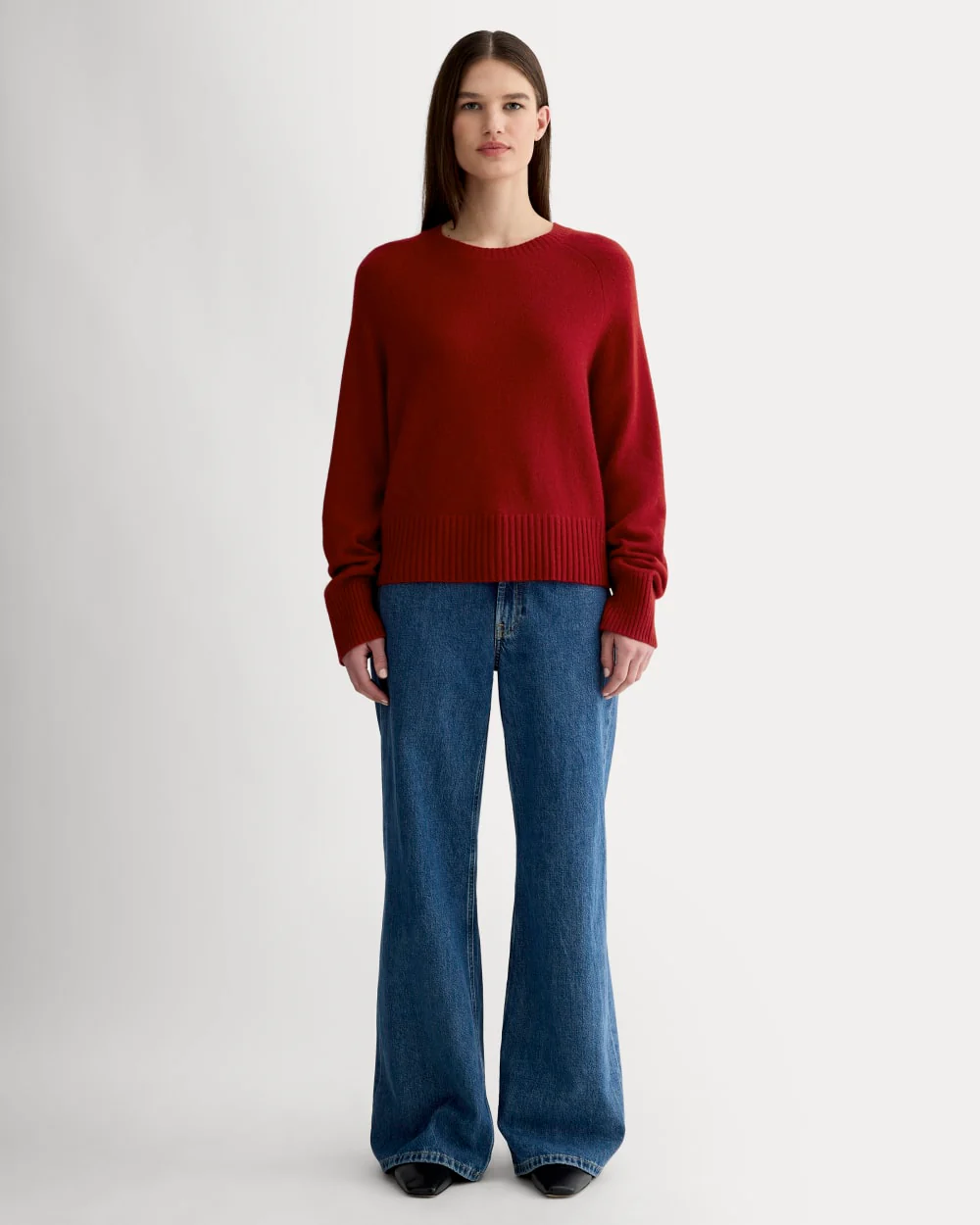 The Boxy Crew in Cashmere | Berry Red