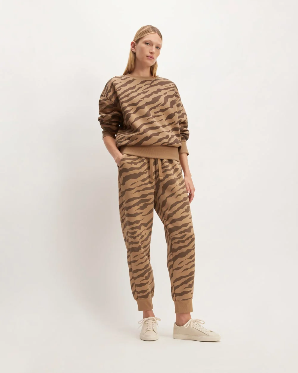 The ReTrack Oversized Crew | Cocoa Tiger Stripe