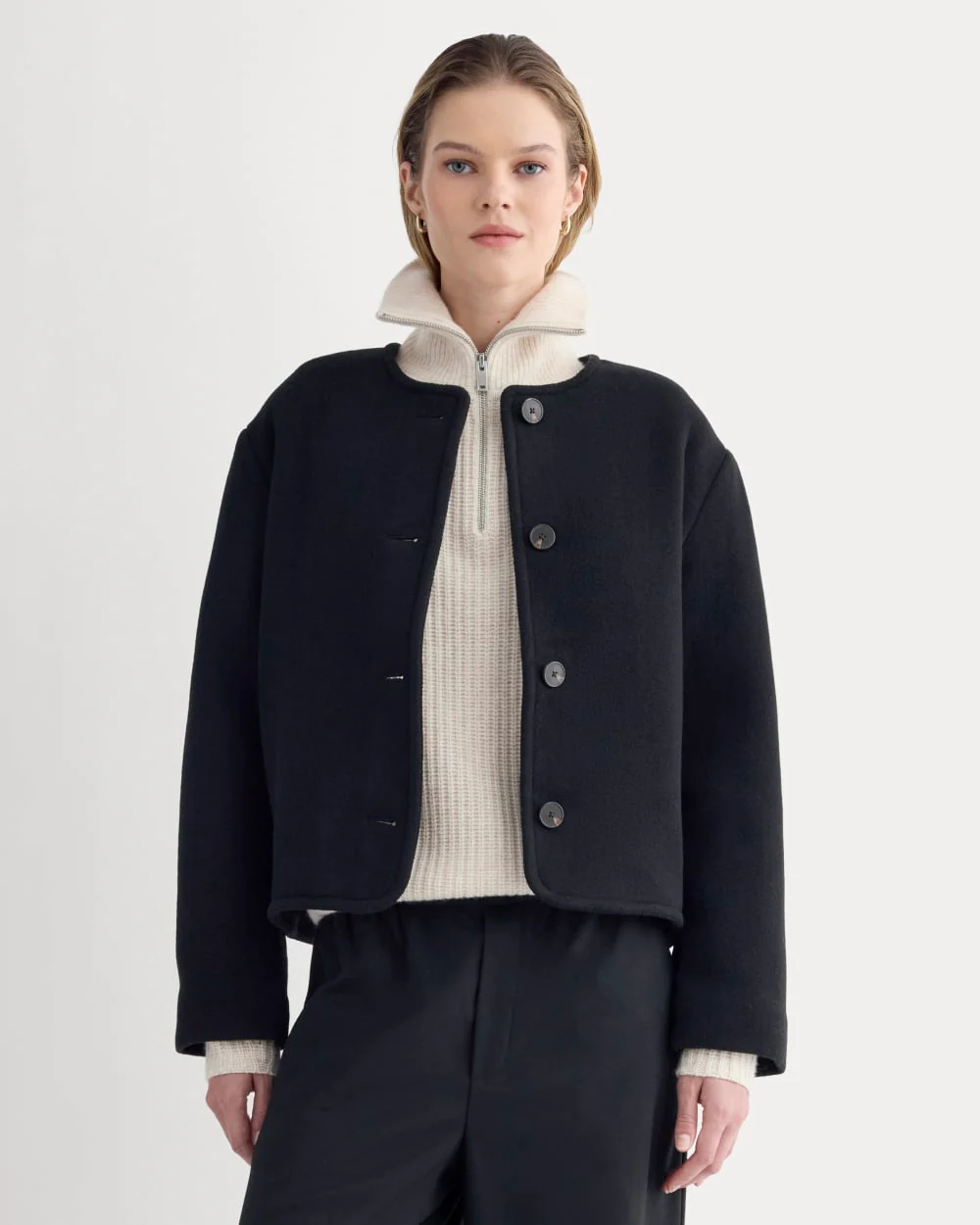The Cocoon Coat in Wool | Black
