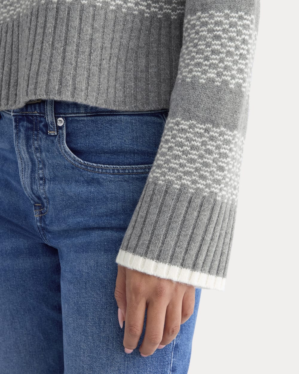Nordic Cropped Boxy Crew in Luxe Merino | Heathered Mid Grey