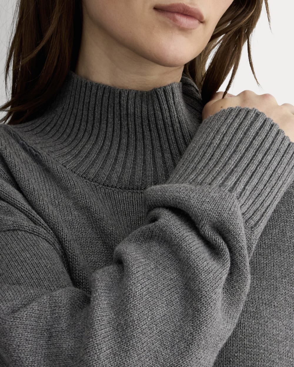 The Boxy Turtleneck in Everyday Cotton | Heathered Charcoal