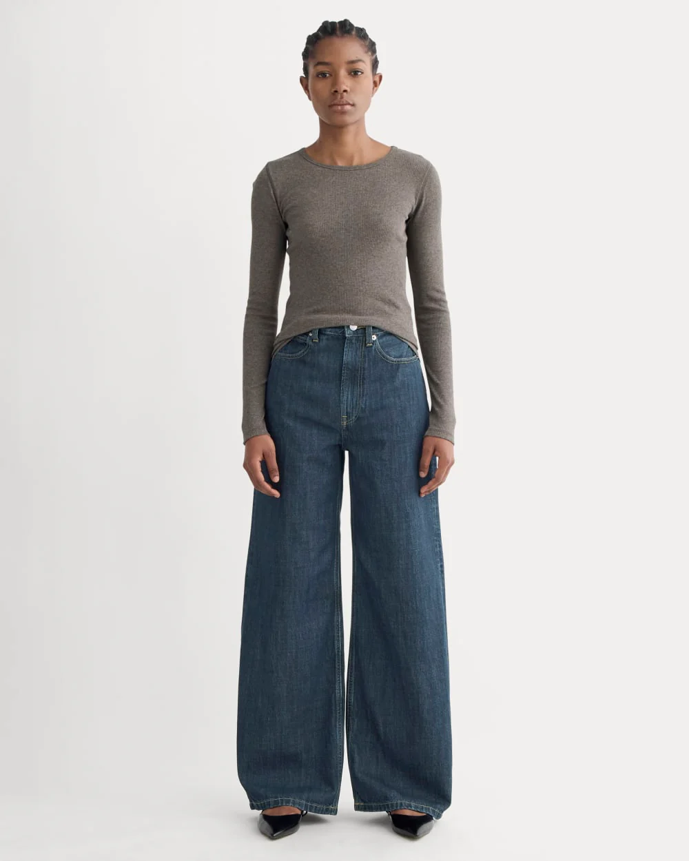 The Luxe Rib Long-Sleeve Crew | Washed Heathered Fatigue