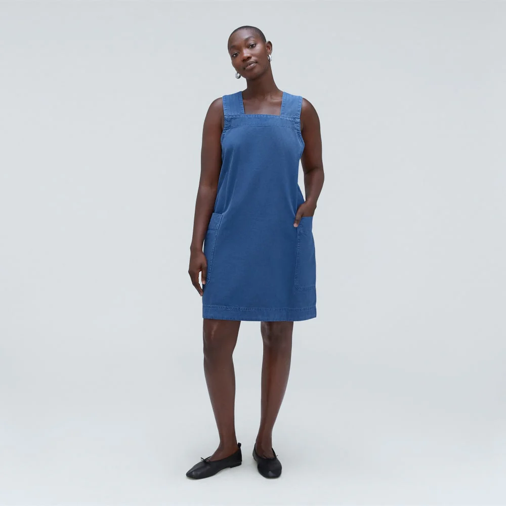 The Cross-Back Apron Mini Dress | Deep Blue