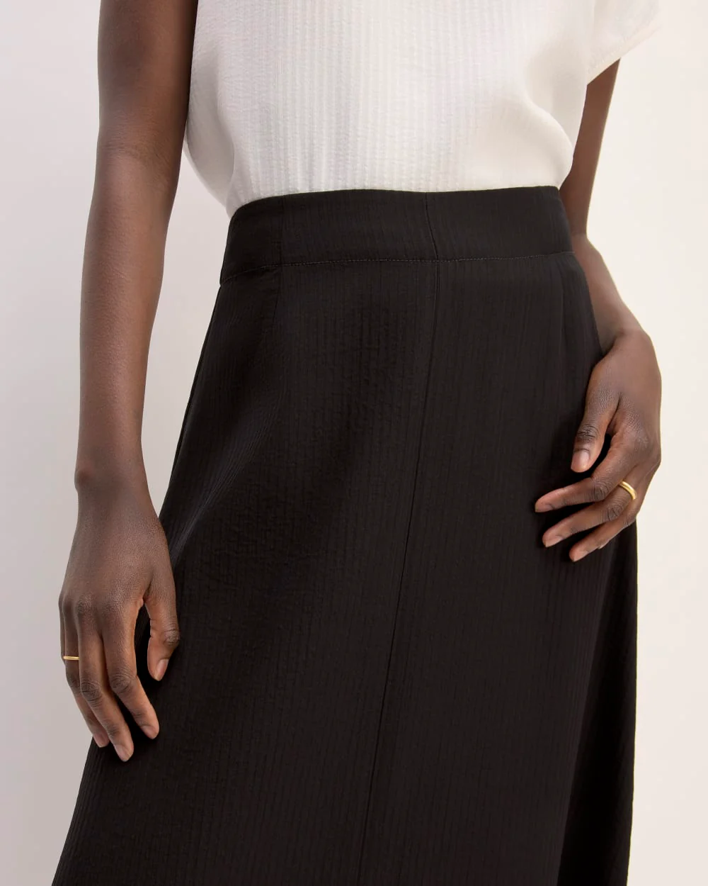 The Mini Jacquard Stripe Slip Skirt | Black
